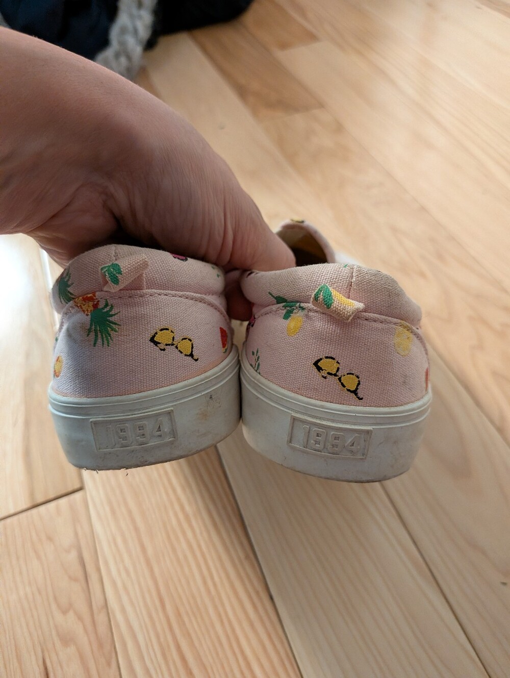 Preppy Pink Girls Slip-on Fruit Print Sneakers - Picture 3 of 5